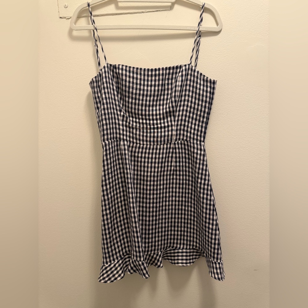 Reformation navy plaid dress